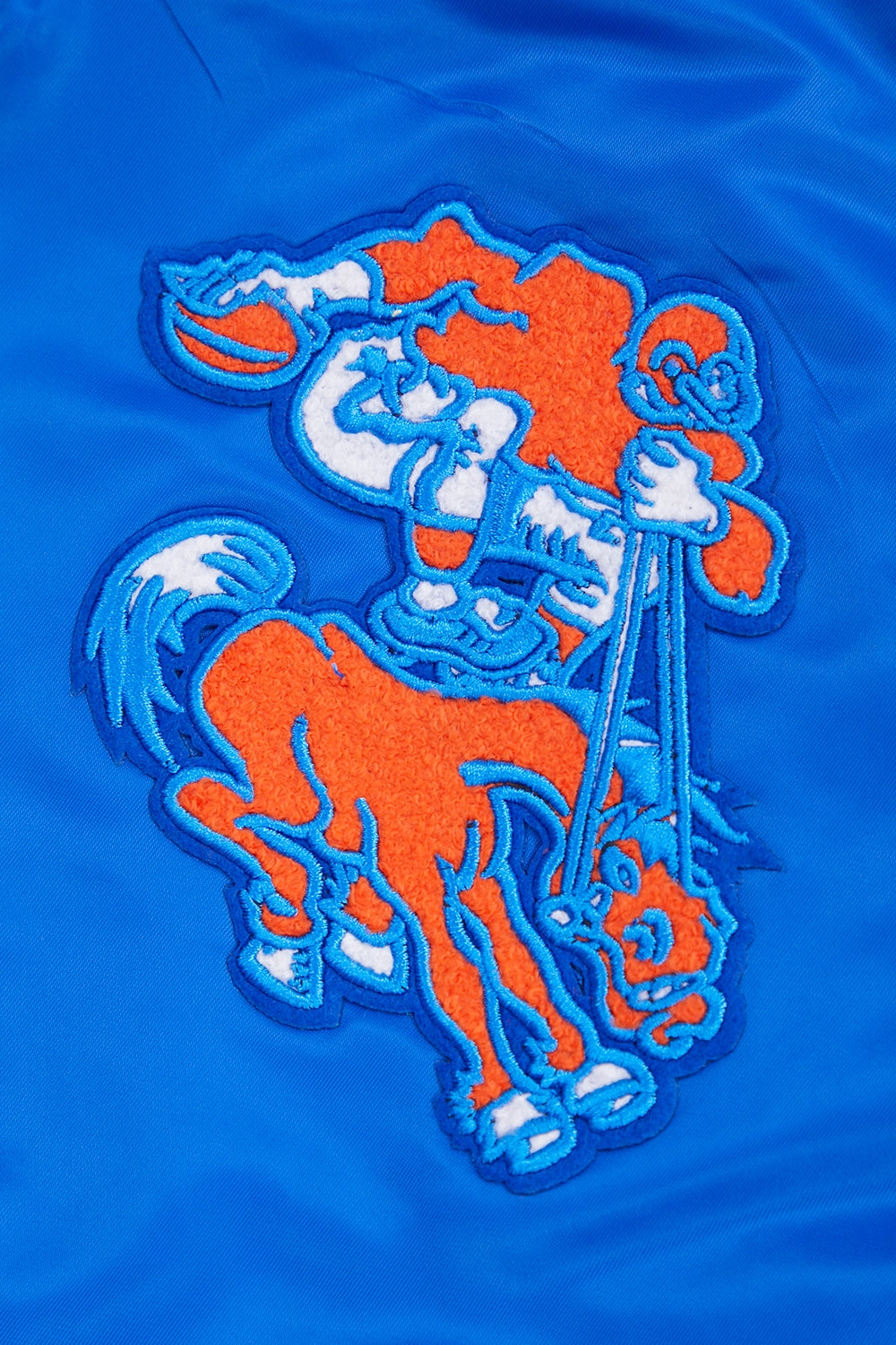 NFL DENVER BRONCOS RETRO CLASSIC MEN'S RIB SATIN JACKET (ROYAL BLUE/ORANGE)