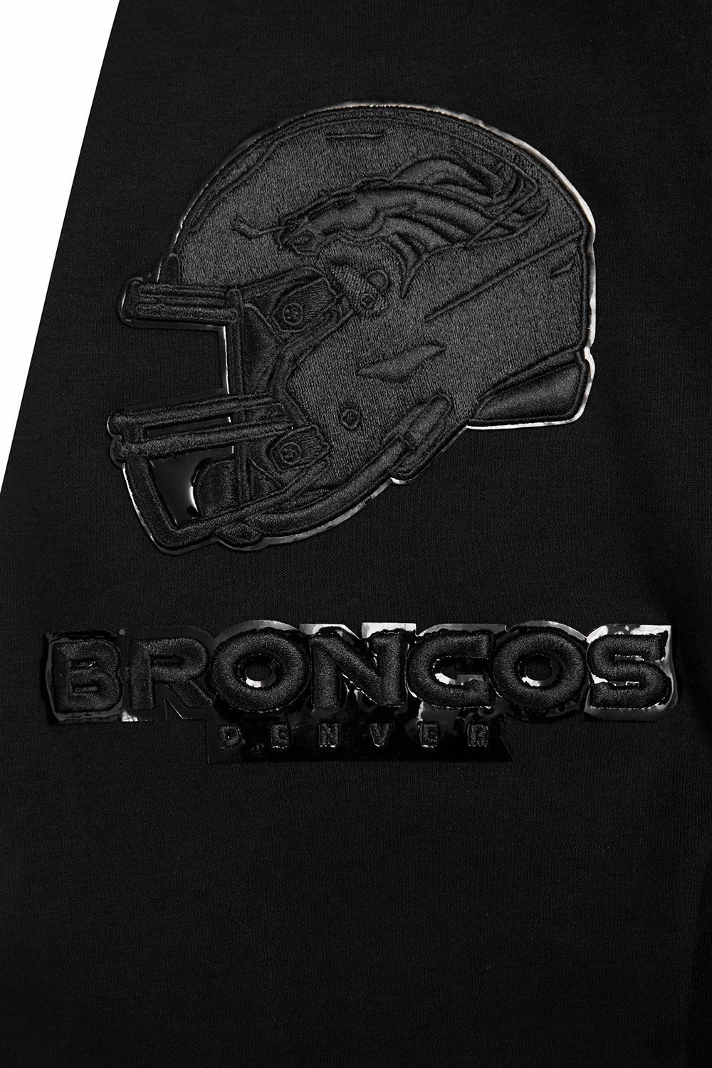 NFL DENVER BRONCOS TRIPLE BLACK MEN'S DOUBLE KNIT PULLOVER HOODIE (TRIPLE BLACK MEN'S)
