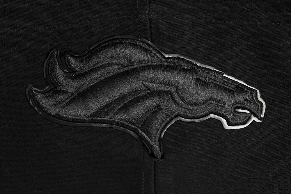 NFL DENVER BRONCOS TRIPLE BLACK MEN'S DOUBLE KNIT PULLOVER HOODIE (TRIPLE BLACK MEN'S)