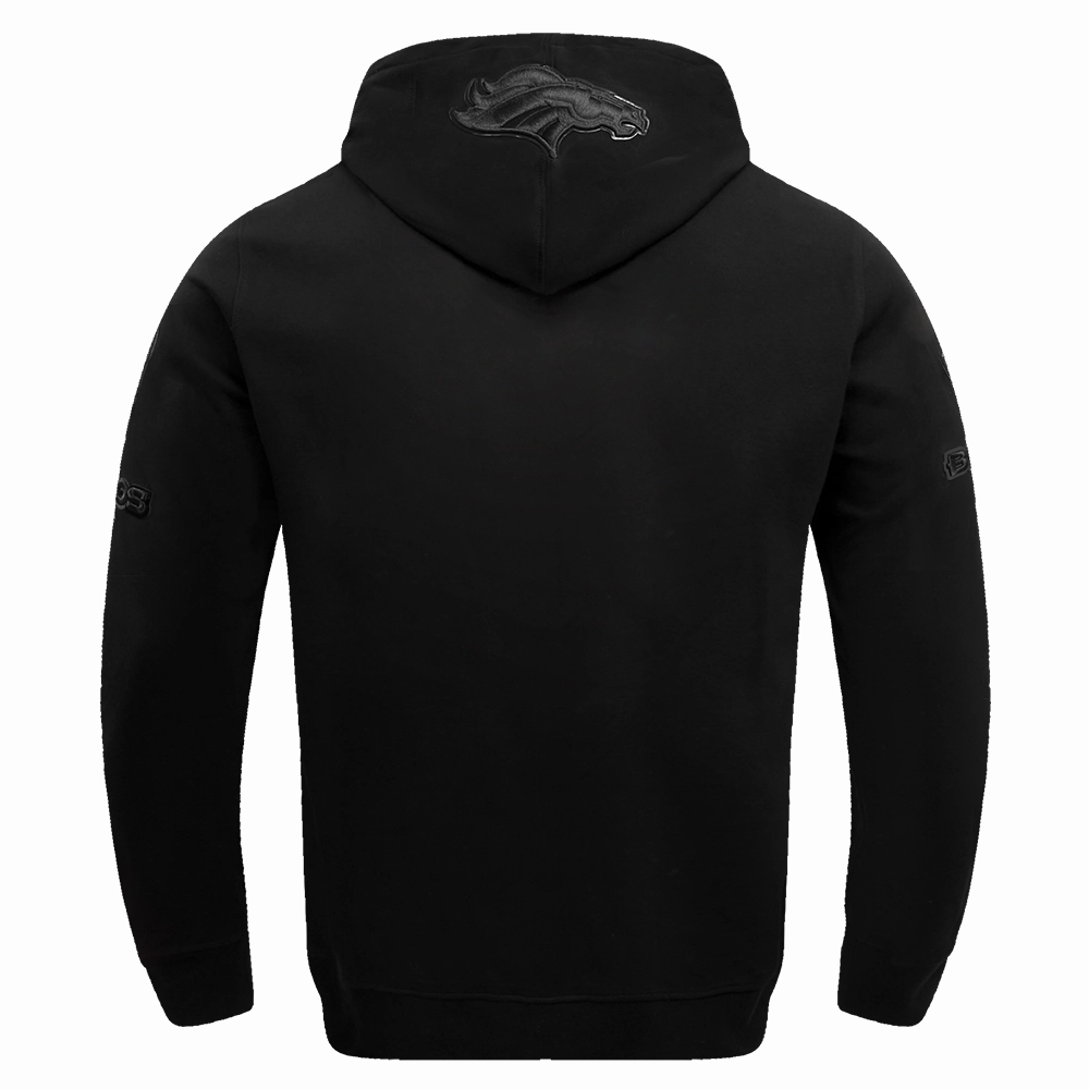 NFL DENVER BRONCOS TRIPLE BLACK MEN'S DOUBLE KNIT PULLOVER HOODIE (TRIPLE BLACK MEN'S)