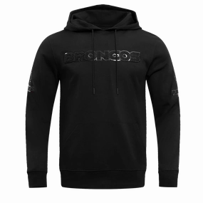 NFL DENVER BRONCOS TRIPLE BLACK MEN'S DOUBLE KNIT PULLOVER HOODIE (TRIPLE BLACK MEN'S)