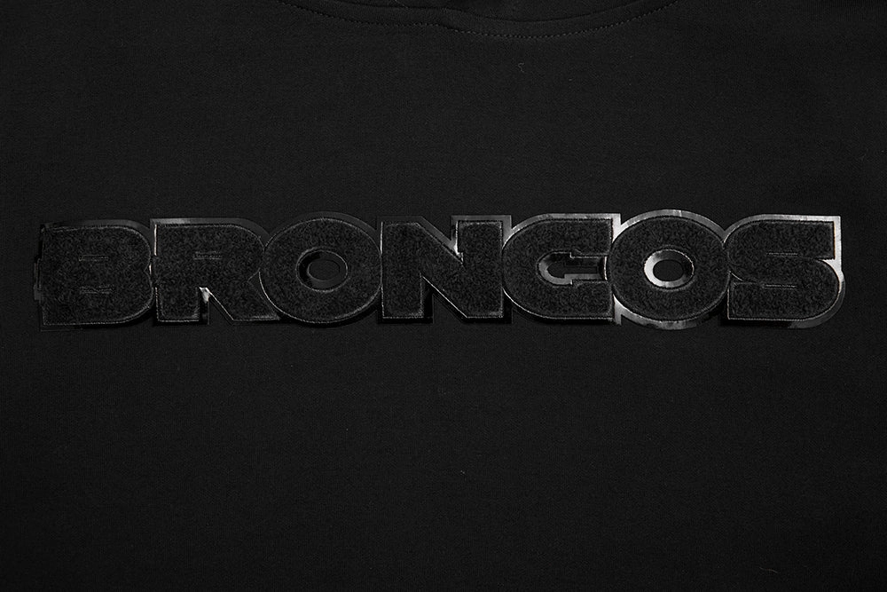 NFL DENVER BRONCOS TRIPLE BLACK MEN'S DOUBLE KNIT PULLOVER HOODIE (TRIPLE BLACK MEN'S)