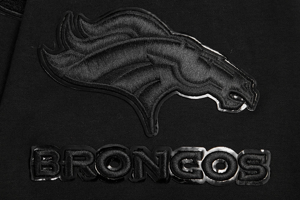 NFL DENVER BRONCOS TRIPLE BLACK MEN'S DOUBLE KNIT PULLOVER HOODIE (TRIPLE BLACK MEN'S)