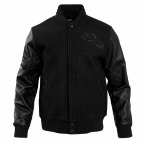 NFL DENVER BRONCOS TRIPLE BLACK MEN'S WOOL VARSITY JACKET (TRIPLE BLACK MEN'S)
