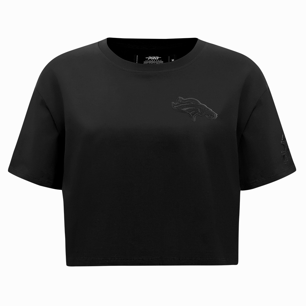 NFL DENVER BRONCOS TRIPLE BLACK WOMEN'S SINGLE JERSEY BOXY TEE (TRIPLE BLACK WOMEN'S)