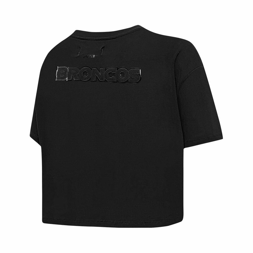 NFL DENVER BRONCOS TRIPLE BLACK WOMEN'S SINGLE JERSEY BOXY TEE (TRIPLE BLACK WOMEN'S)