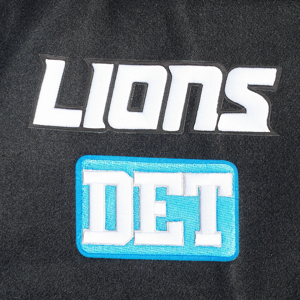 NFL DETROIT LIONS AREA CODE MEN'S RIB WOOL VARSITY JACKET (BLACK)