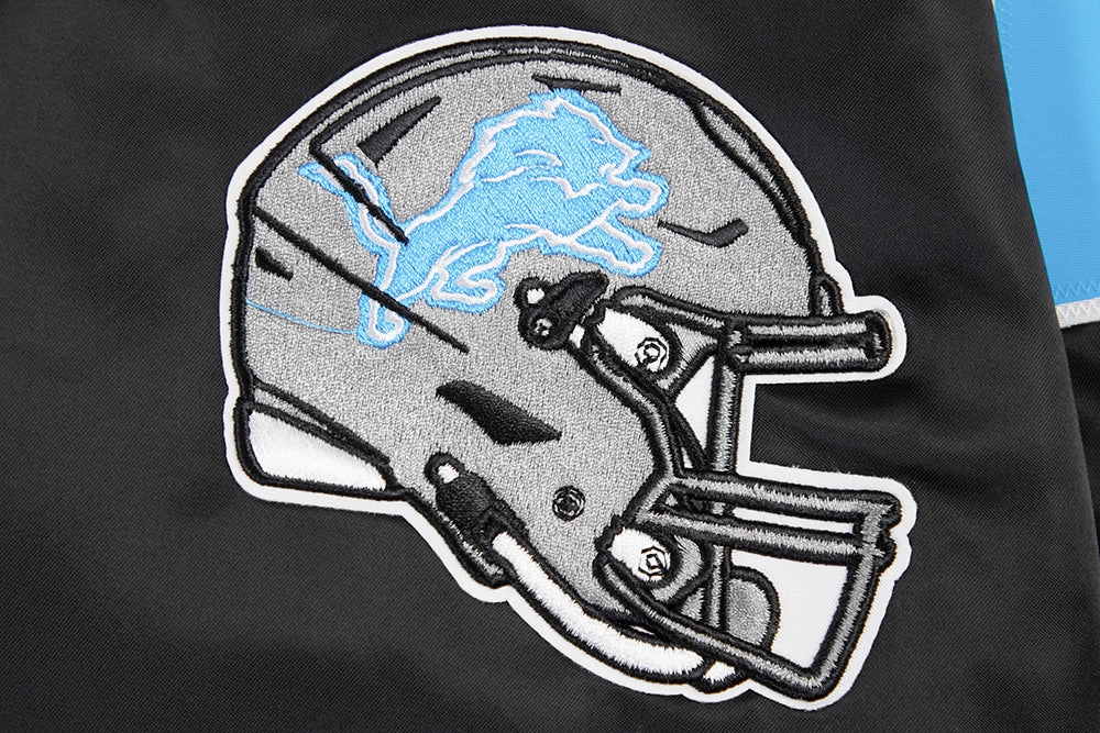 NFL DETROIT LIONS BIG LOGO MEN'S SATIN JACKET (BLACK)