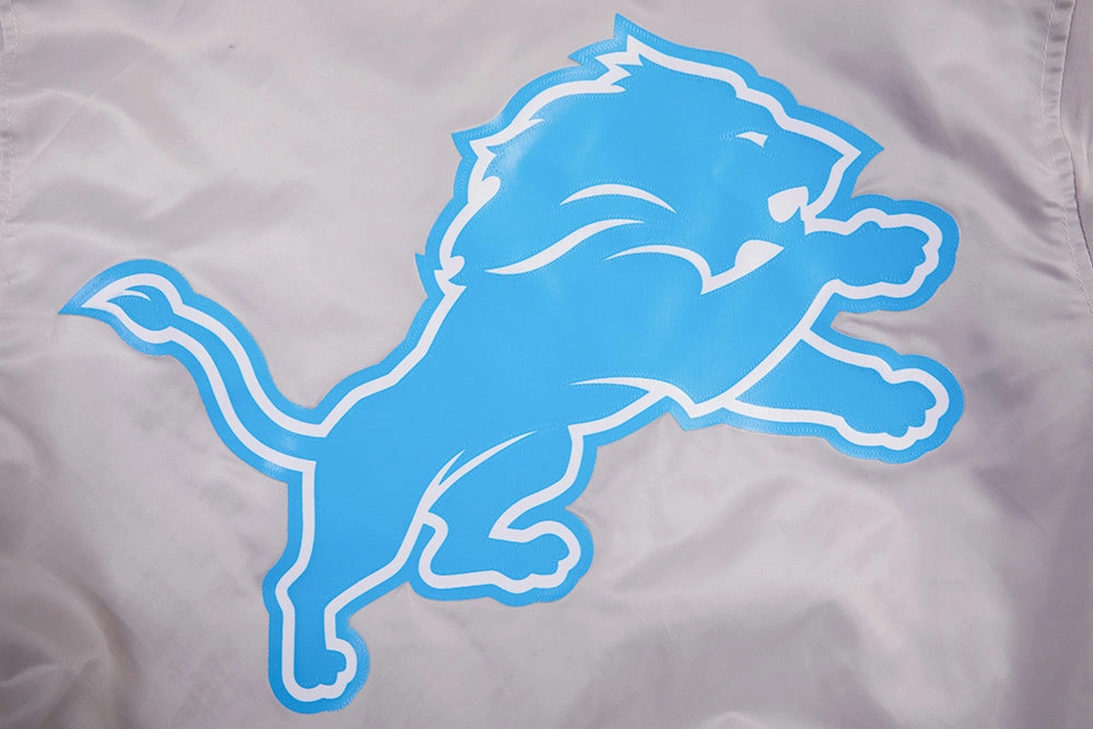 NFL DETROIT LIONS BIG LOGO MEN'S SATIN JACKET (SILVER)