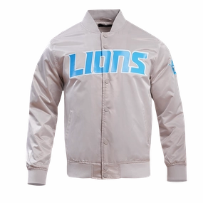 NFL DETROIT LIONS BIG LOGO MEN'S SATIN JACKET (SILVER)