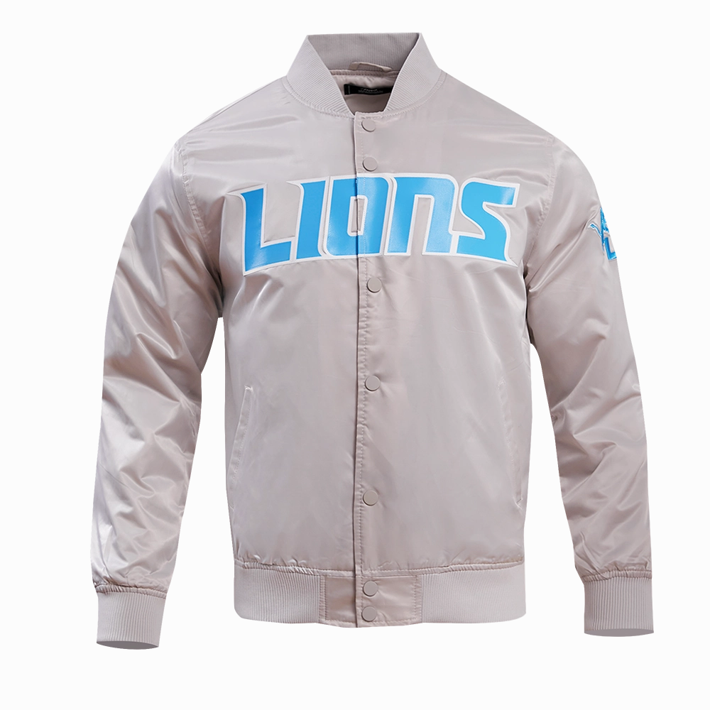 NFL DETROIT LIONS BIG LOGO MEN'S SATIN JACKET (SILVER)