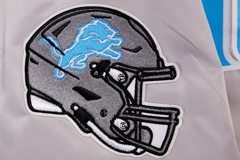 NFL DETROIT LIONS BIG LOGO MEN'S SATIN JACKET (SILVER)