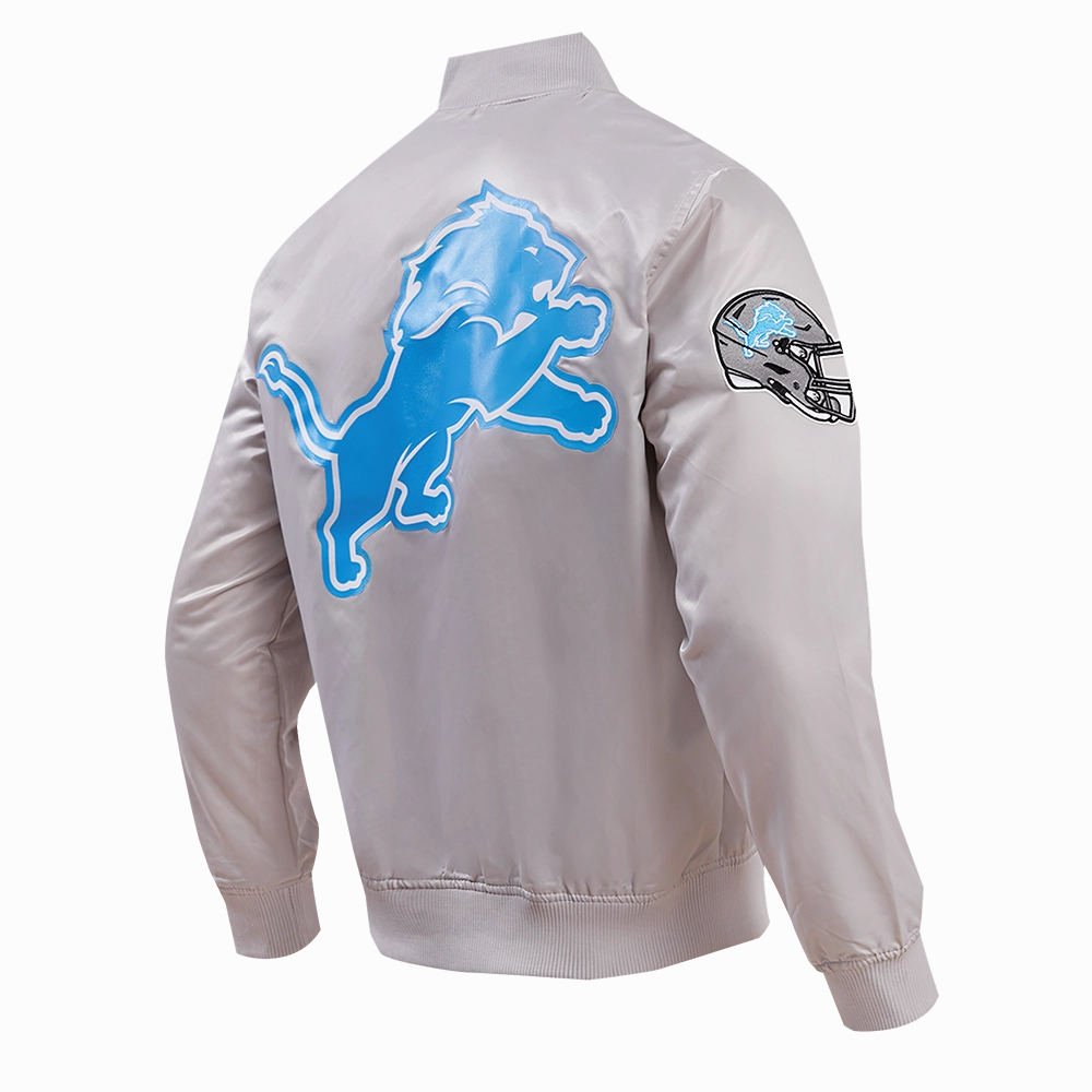 NFL DETROIT LIONS BIG LOGO MEN'S SATIN JACKET (SILVER)