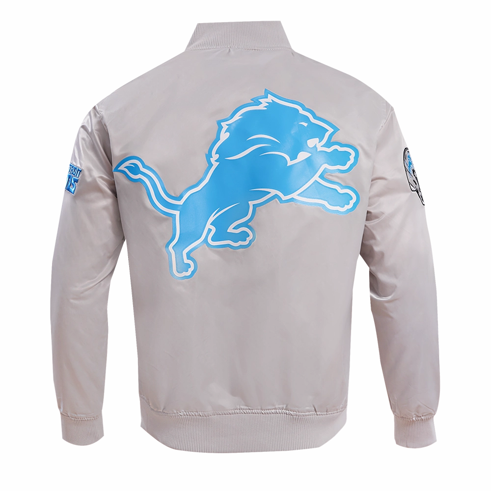 NFL DETROIT LIONS BIG LOGO MEN'S SATIN JACKET (SILVER)