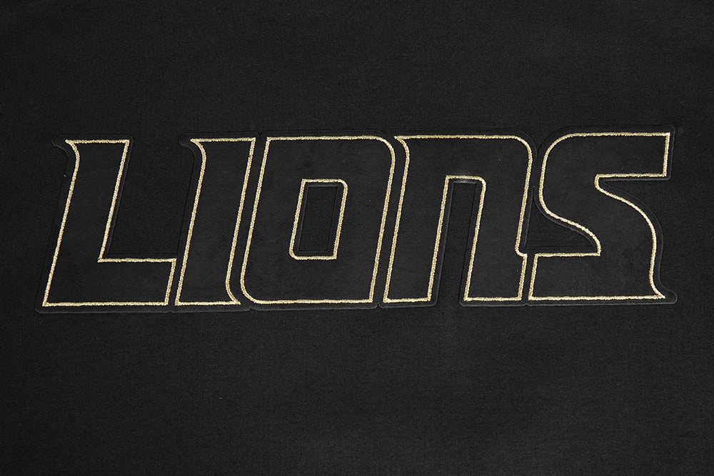 NFL DETROIT LIONS BLACK & GOLD MEN'S DOUBLE KNIT PULLOVER HOODIE (BLACK)