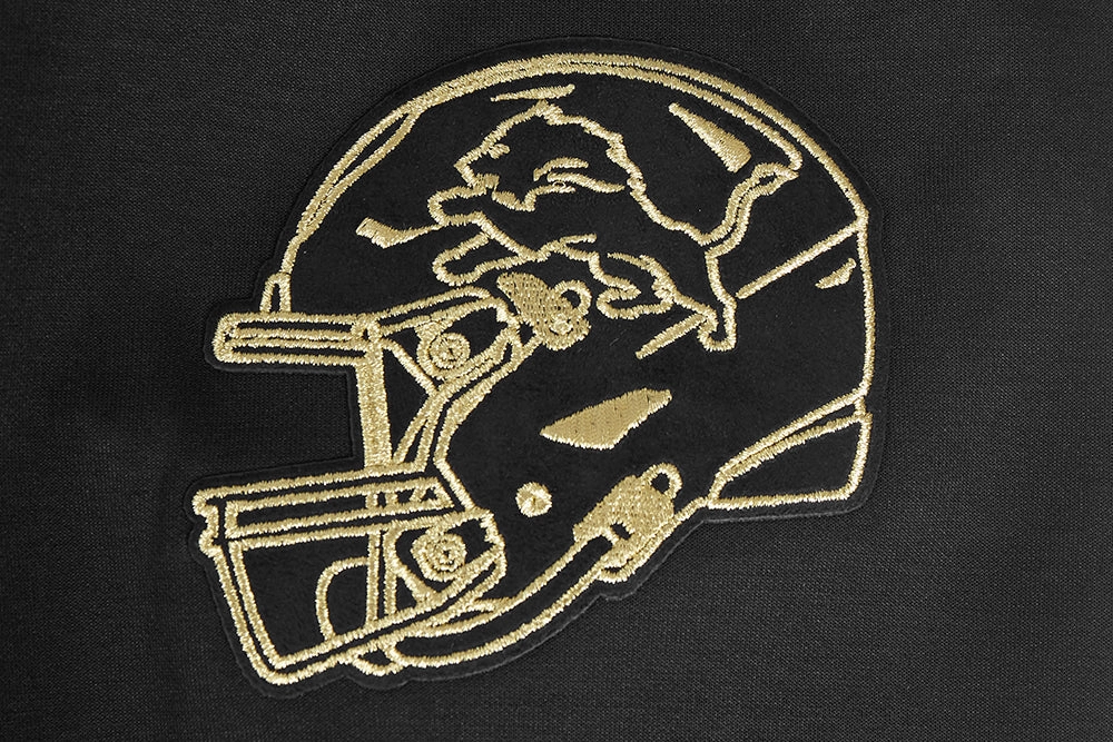 NFL DETROIT LIONS BLACK & GOLD MEN'S DOUBLE KNIT PULLOVER HOODIE (BLACK)