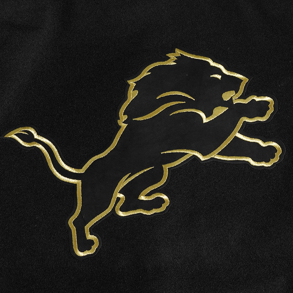 NFL DETROIT LIONS BLACK & GOLD MEN'S WOOL VARSITY JACKET (JET BLACK)
