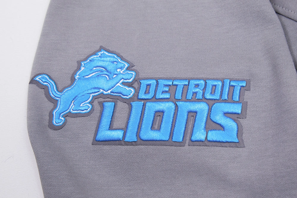 NFL DETROIT LIONS CLASSIC CHENILLE MEN'S DOUBLE KNIT PULLOVER HOODIE (GRAY)