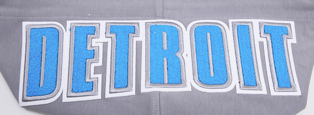 NFL DETROIT LIONS CLASSIC CHENILLE MEN'S DOUBLE KNIT PULLOVER HOODIE (GRAY)