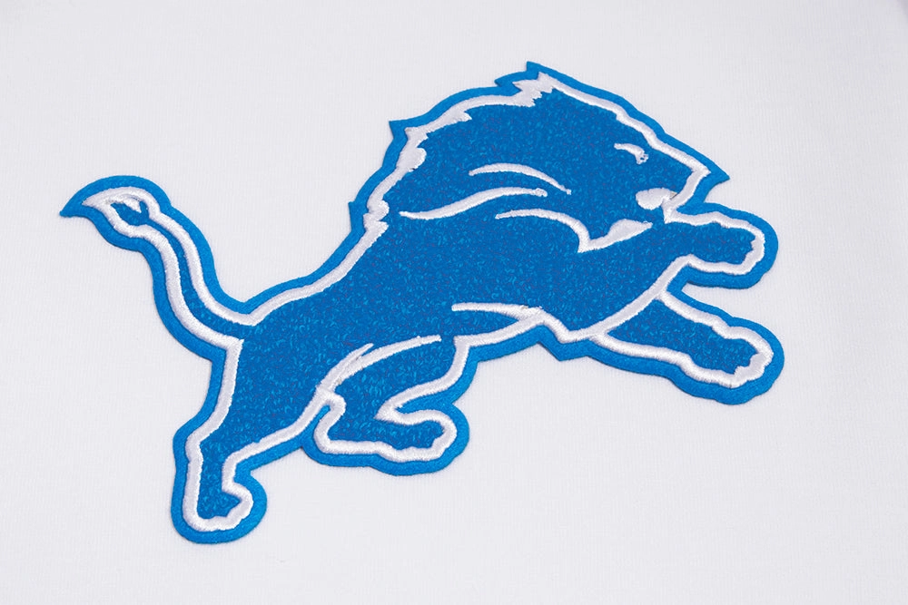 NFL DETROIT LIONS CLASSIC CHENILLE MEN'S DOUBLE KNIT PULLOVER HOODIE (WHITE)