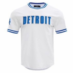 NFL DETROIT LIONS CLASSIC CHENILLE MEN'S DOUBLE KNIT TEE (WHITE)