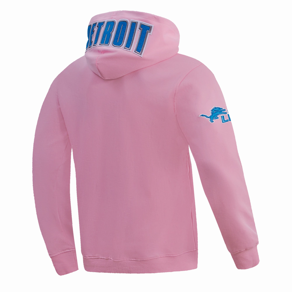 NFL DETROIT LIONS CLASSIC CHENILLE MEN'S PULLOVER HOODIE (PINK)