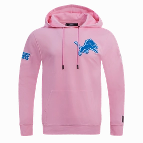 NFL DETROIT LIONS CLASSIC CHENILLE MEN'S PULLOVER HOODIE (PINK)