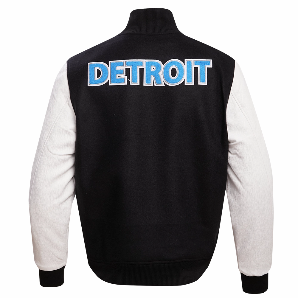 NFL DETROIT LIONS CLASSIC MEN'S WOOL VARSITY JACKET (BLACK/WHITE)
