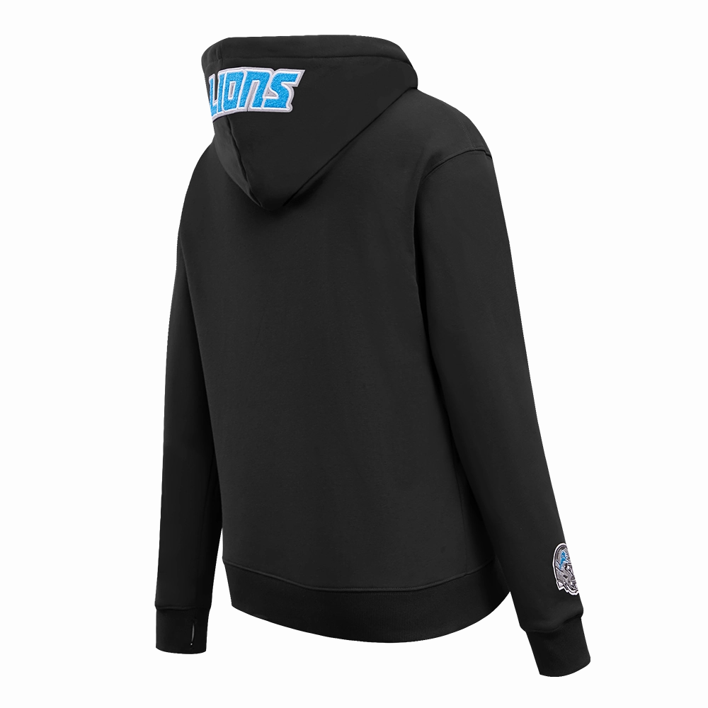 NFL DETROIT LIONS CLASSIC WOMEN'S FLEECE PULLOVER HOODIE (BLACK)