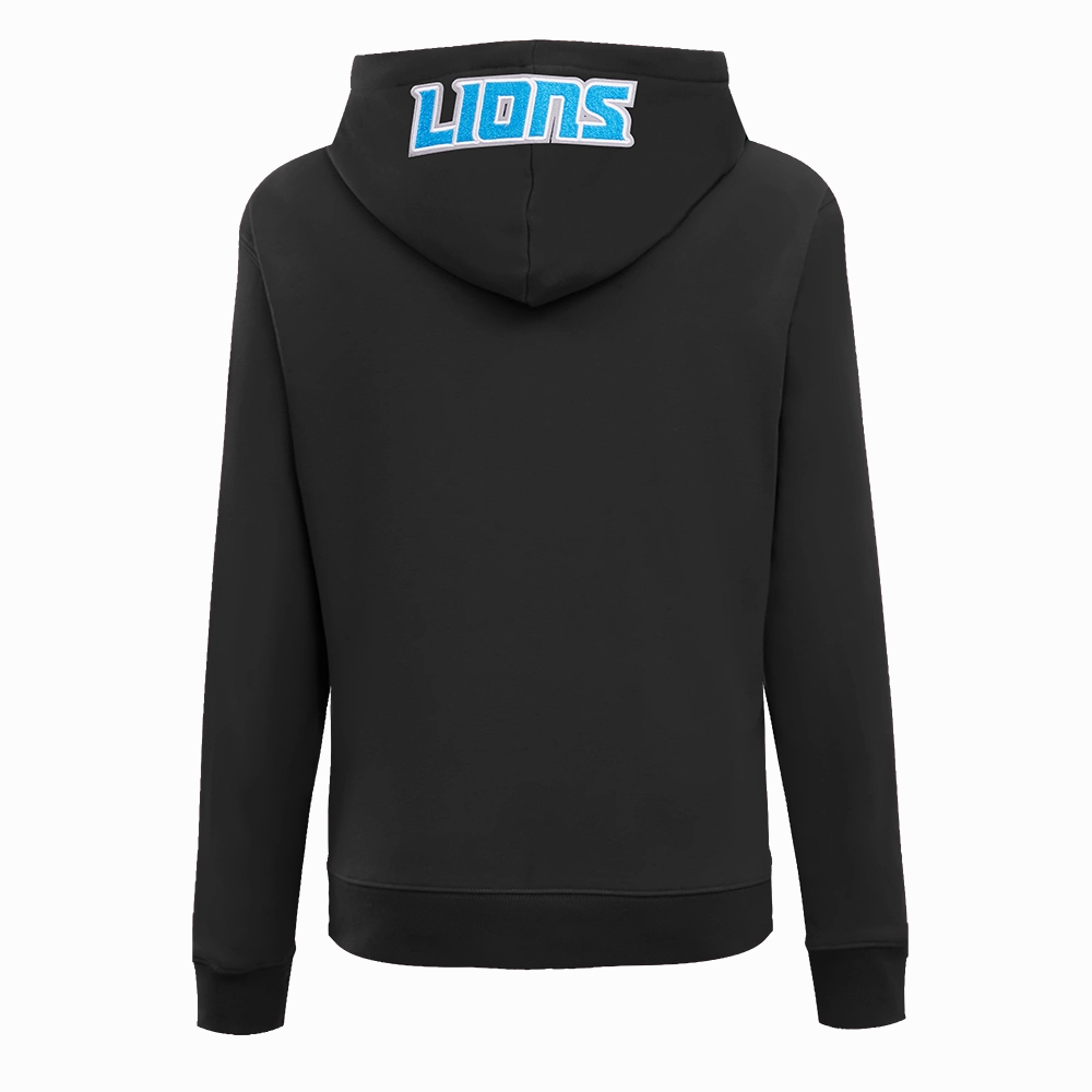 NFL DETROIT LIONS CLASSIC WOMEN'S FLEECE PULLOVER HOODIE (BLACK)