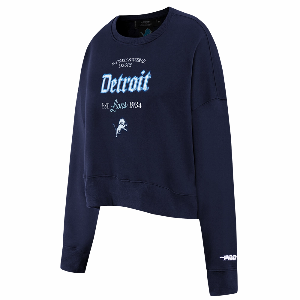 NFL DETROIT LIONS COUNTRY CLUB WOMEN'S DOUBLE KNIT CREWNECK (MIDNIGHT NAVY)
