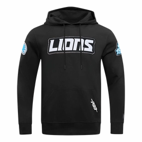 NFL DETROIT LIONS DIY PICK STITCH MEN'S DOUBLE KNIT PULLOVER HOODIE (BLACK)