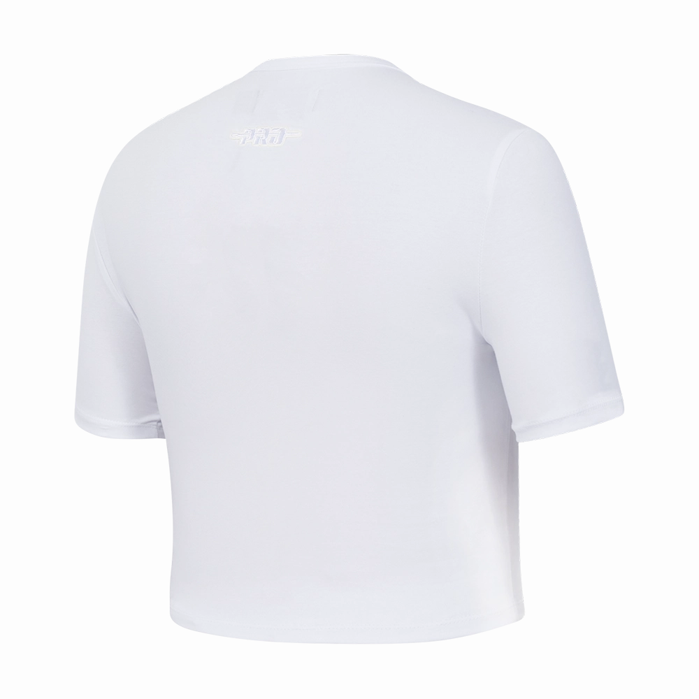 NFL DETROIT LIONS HOLOGRAM WOMEN'S SINGLE JERSEY BOXY TEE (WHITE)