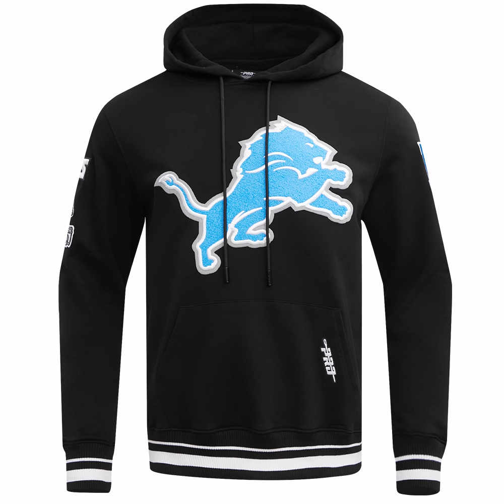 NFL DETROIT LIONS MASHUP MEN'S RIB PULLOVER HOODIE (BLACK)