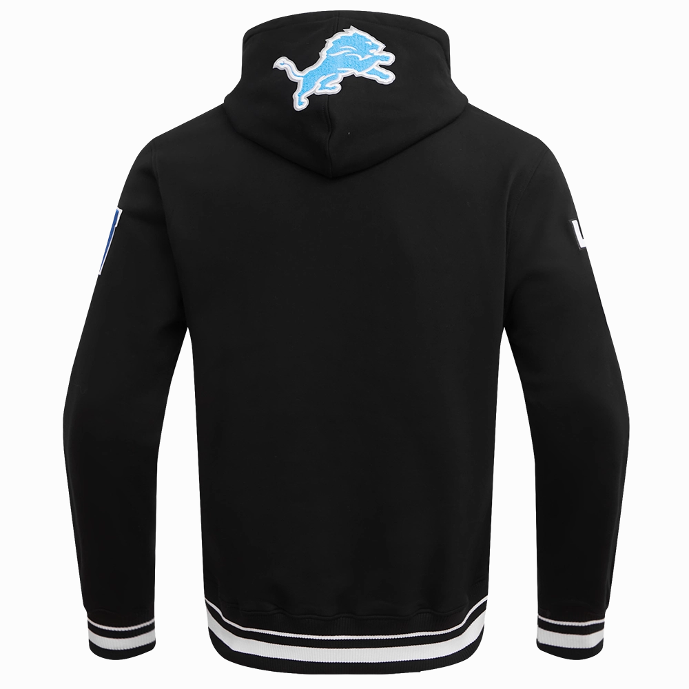 NFL DETROIT LIONS MASHUP MEN'S RIB PULLOVER HOODIE (BLACK)
