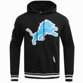 NFL DETROIT LIONS MASHUP MEN'S RIB PULLOVER HOODIE (BLACK)