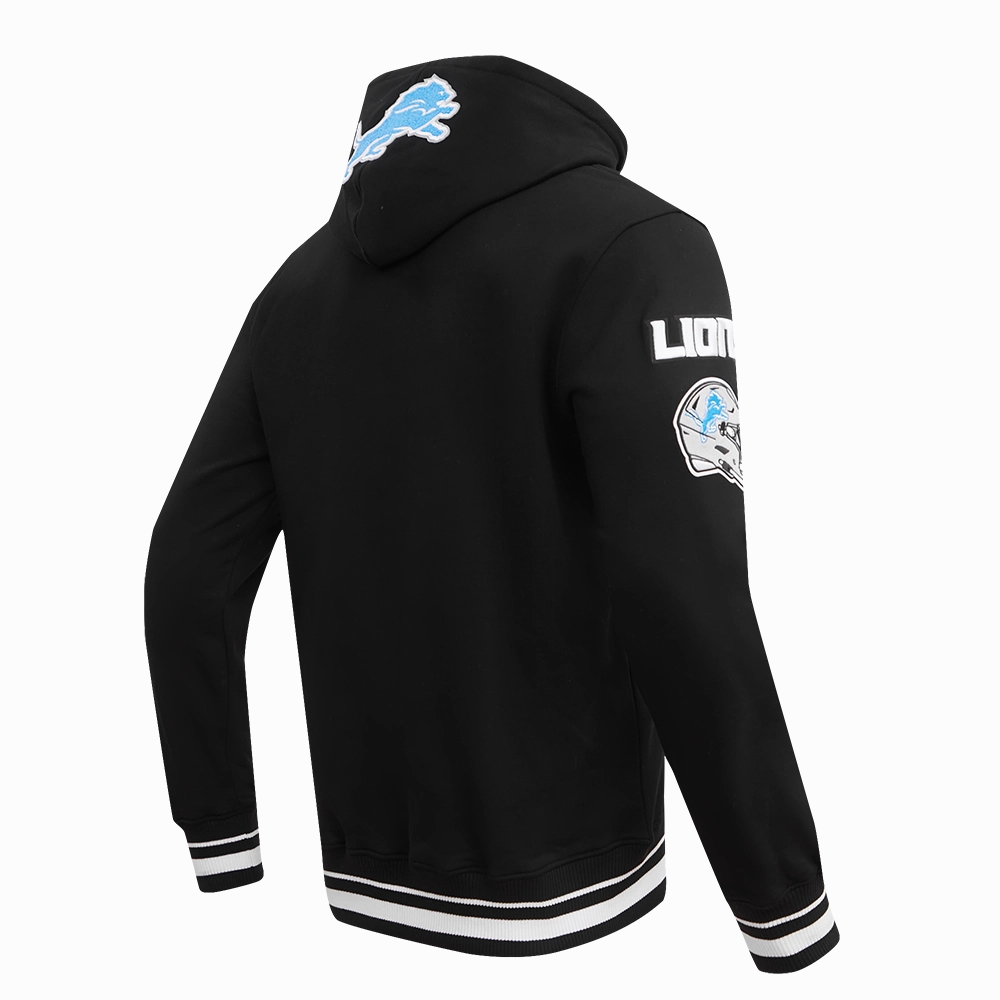 NFL DETROIT LIONS MASHUP MEN'S RIB PULLOVER HOODIE (BLACK)