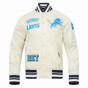 NFL DETROIT LIONS MEN'S SUBLIMATED SATIN JACKET-MIDNIGHT SKY (EGGSHELL/ MIDNIGHT NAVY)