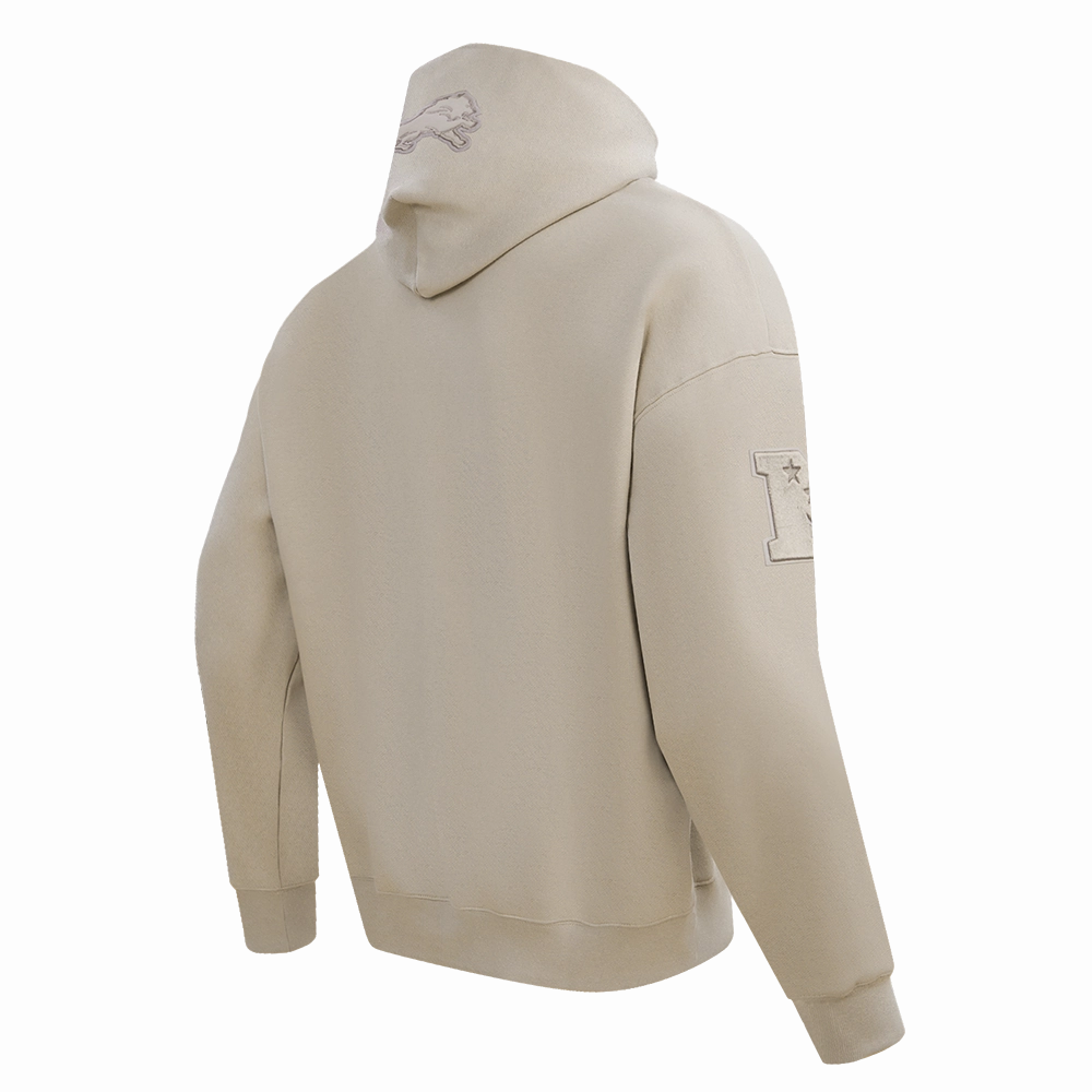 NFL DETROIT LIONS NEUTRAL DROP SHOULDER FLEECE PULLOVER HOODIE (TAUPE)