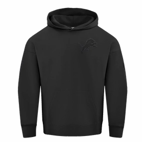 NFL DETROIT LIONS NEUTRAL DROP SHOULDER MEN'S PULLOVER HOODIE (BLACK)