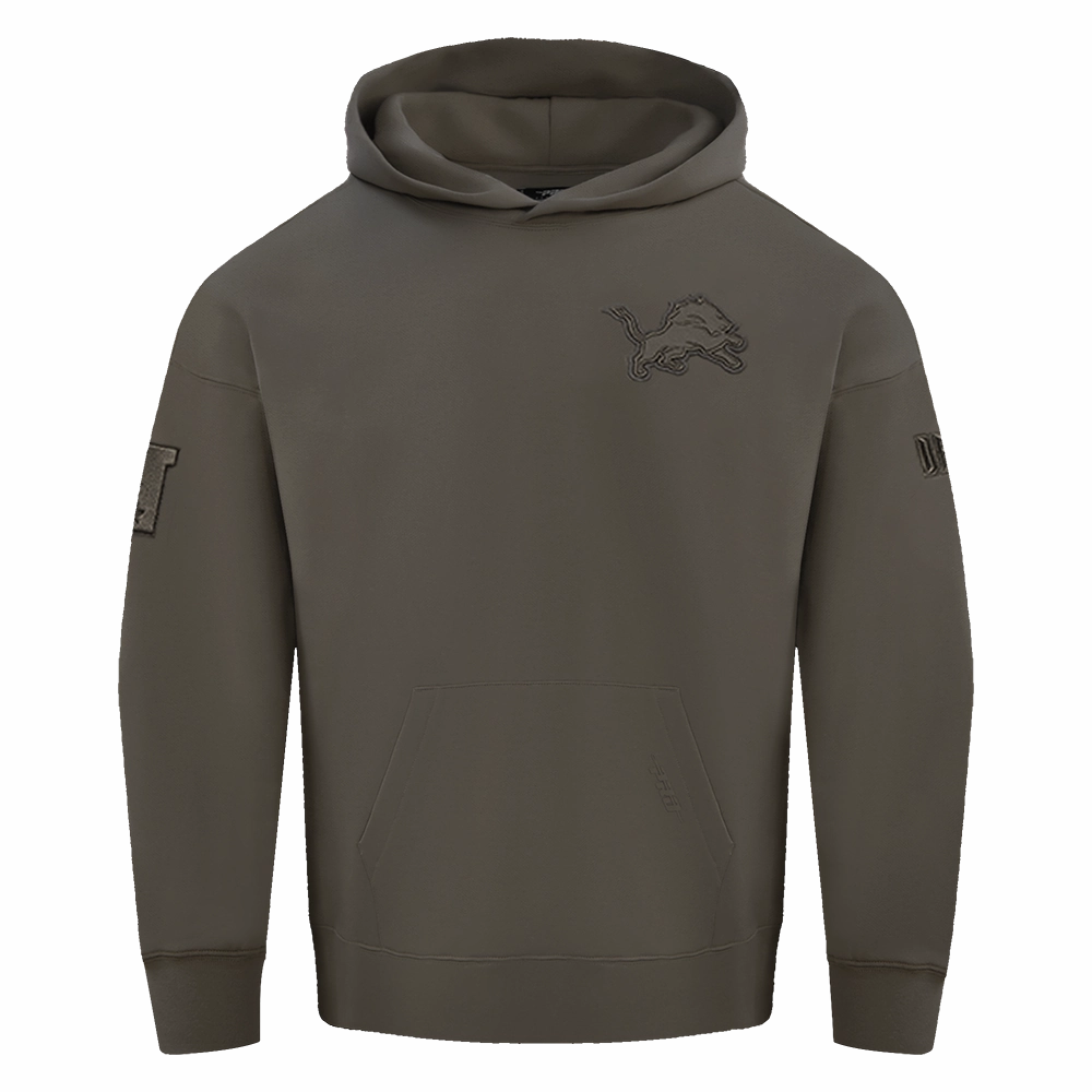 NFL DETROIT LIONS NEUTRAL MEN'S DROP SHOULDER PULLOVER HOODIE (DARK TAUPE)