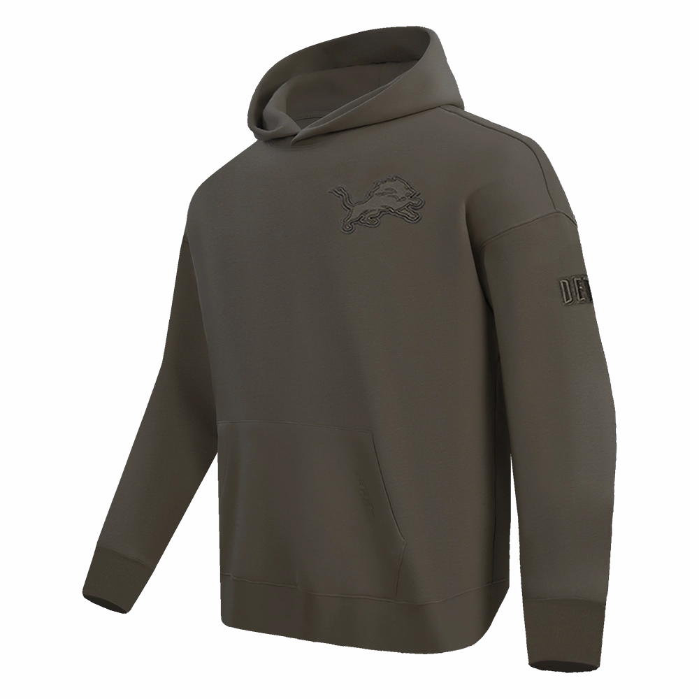 NFL DETROIT LIONS NEUTRAL MEN'S DROP SHOULDER PULLOVER HOODIE (DARK TAUPE)