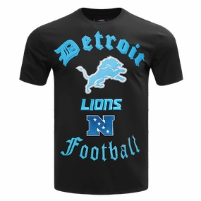NFL DETROIT LIONS OLD ENGLISH MEN'S TEE (BLACK)