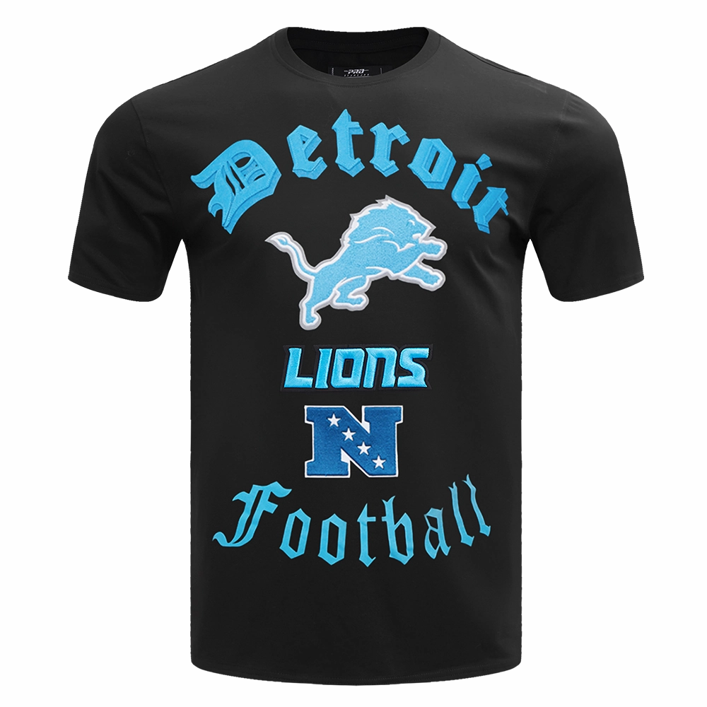 NFL DETROIT LIONS OLD ENGLISH MEN'S TEE (BLACK)