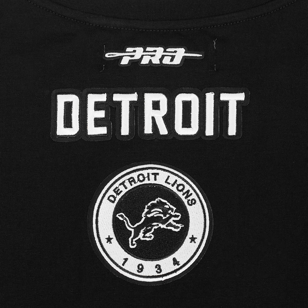 NFL DETROIT LIONS PEARLS WOMEN'S SINGLE JERSEY BOXY TEE (BLACK)