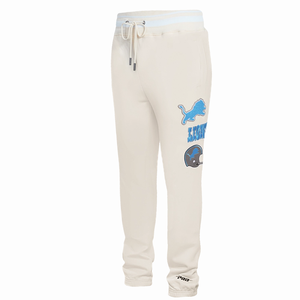 NFL DETROIT LIONS PINSTRIPE RETRO CLASSIC MEN'S RIB FLEECE SWEATPANT (EGGSHELL)