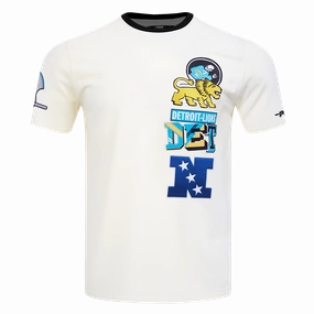 NFL DETROIT LIONS RETRO CASCADE MEN'S RINGER TEE (EGGSHELL/ BLACK)