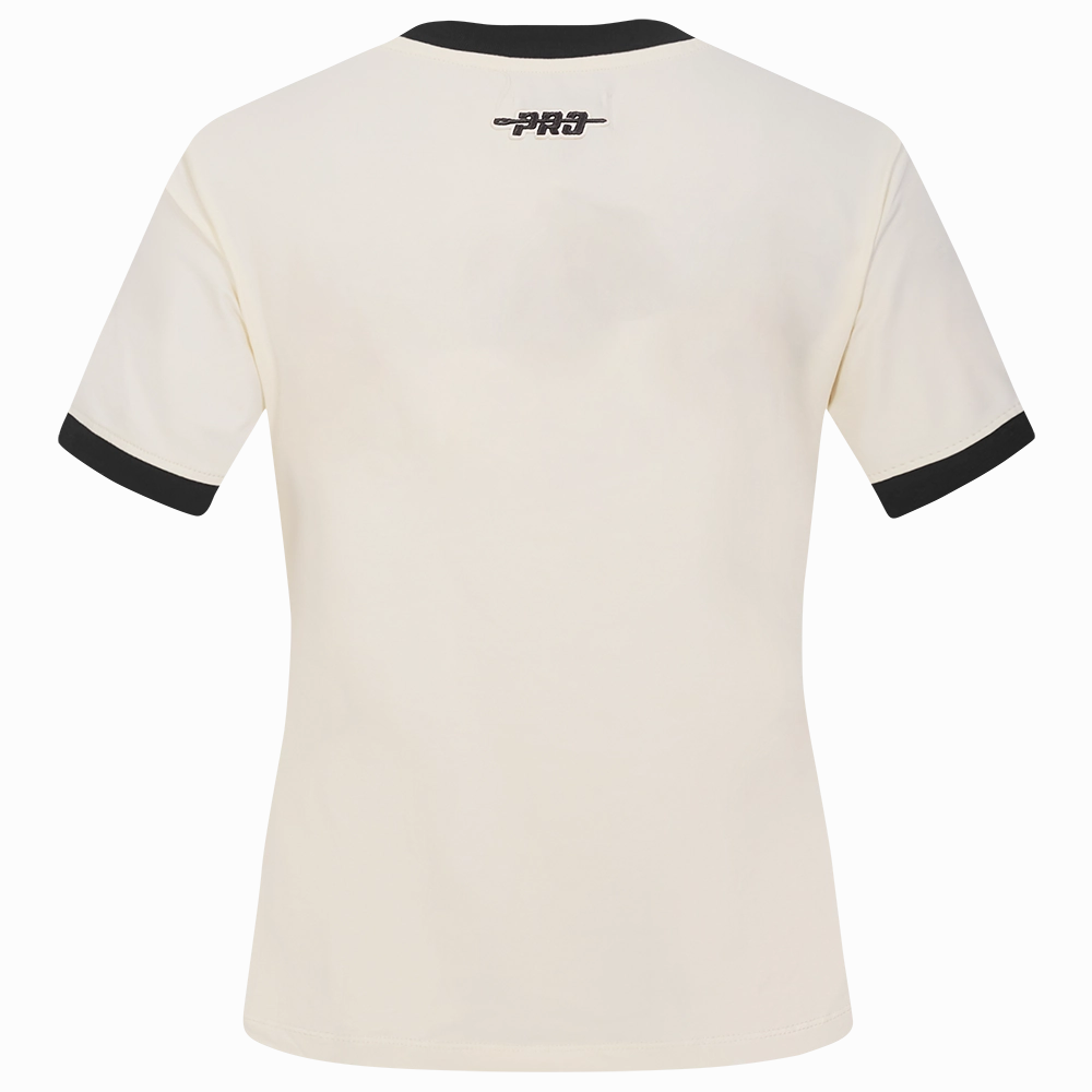 NFL DETROIT LIONS RETRO CASCADE WOMEN'S RINGER TEE (EGGSHELL/ BLACK)