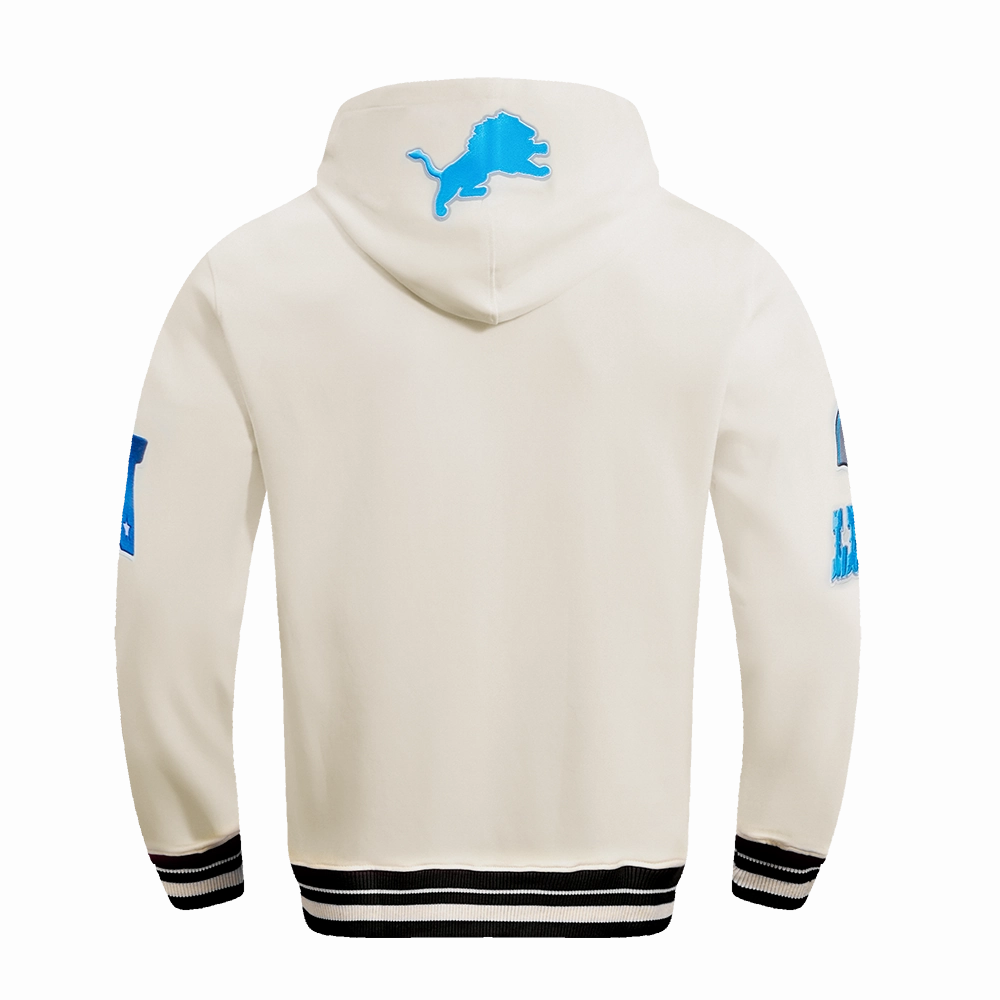 NFL DETROIT LIONS RETRO CLASSIC MEN'S PULLOVER HOODIE (EGGSHELL/ BLACK)