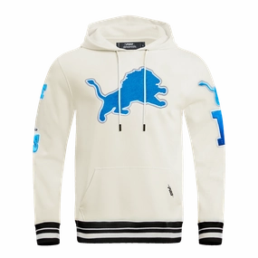 NFL DETROIT LIONS RETRO CLASSIC MEN'S PULLOVER HOODIE (EGGSHELL/ BLACK)